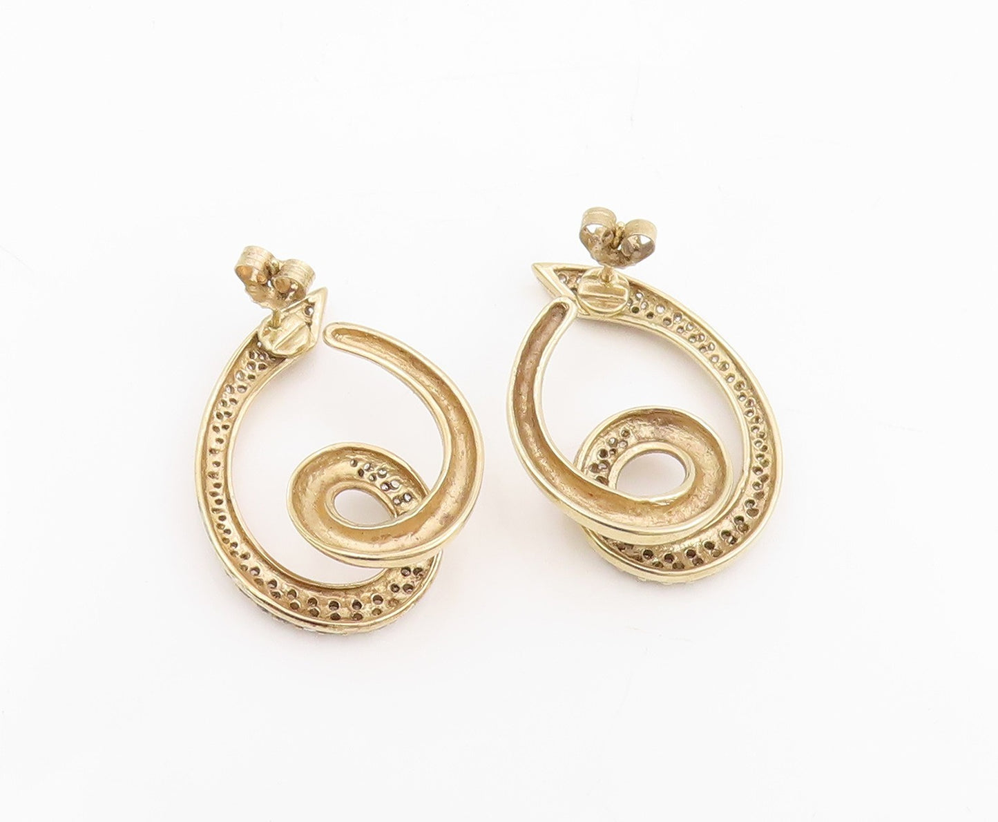 925 Sterling Silver Vintage Earrings Gold Plated CZ Classic Twisted Stud EG13796