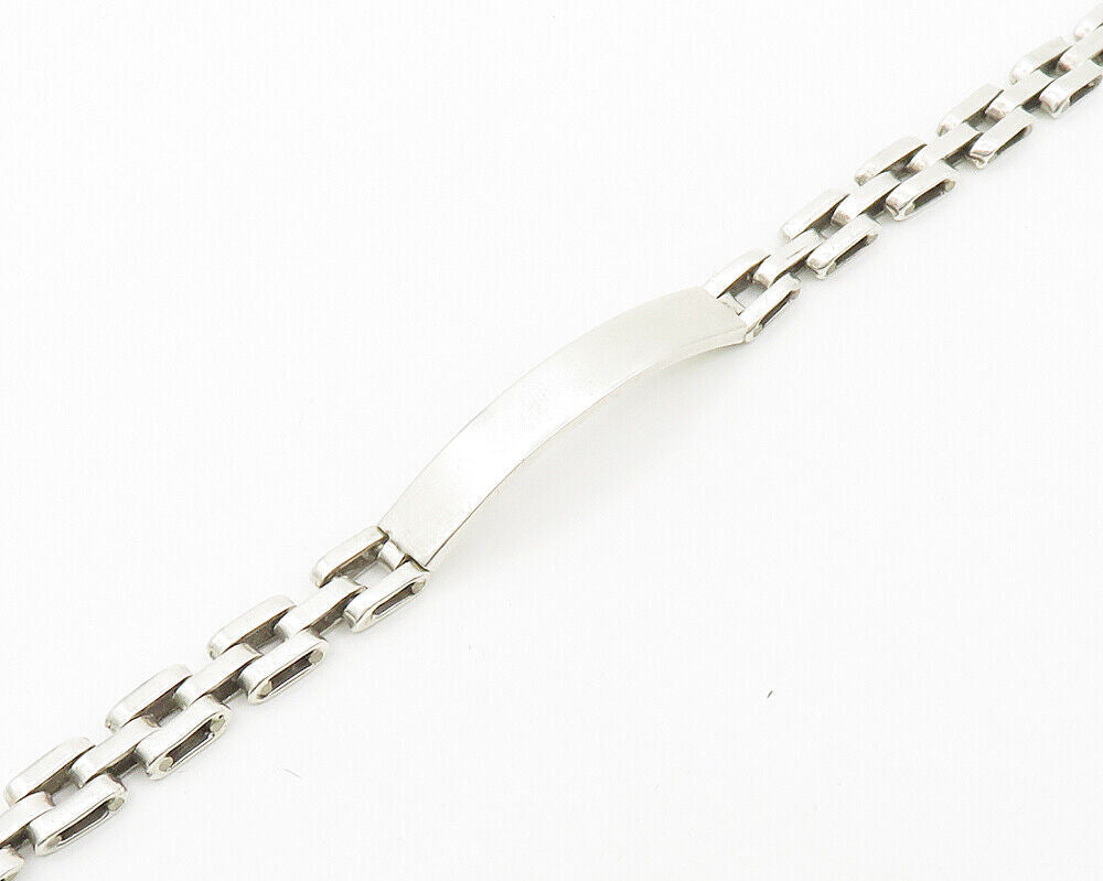 MEXICO 925 Silver  Vintage Shiny Curved Bar Hinge Link Chain Bracelet  BT7656