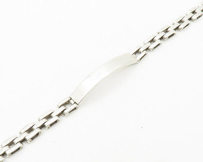 MEXICO 925 Silver  Vintage Shiny Curved Bar Hinge Link Chain Bracelet  BT7656