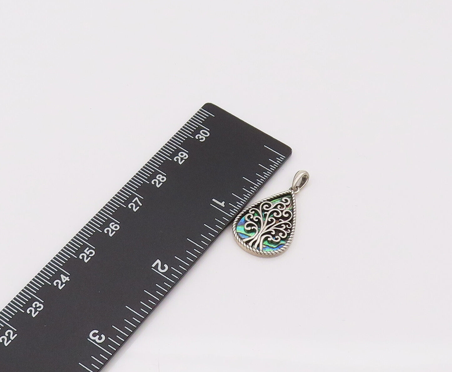 925 Silver  Vintage Swirly Tree Of Life Twisted Rope Border Pendant  PT22036