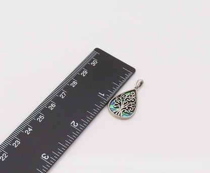 925 Silver  Vintage Swirly Tree Of Life Twisted Rope Border Pendant  PT22036