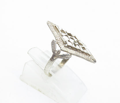 925 Sterling Silver  Vintage Shiny Etched Pointed Band Ring Sz 6.5  RG5223