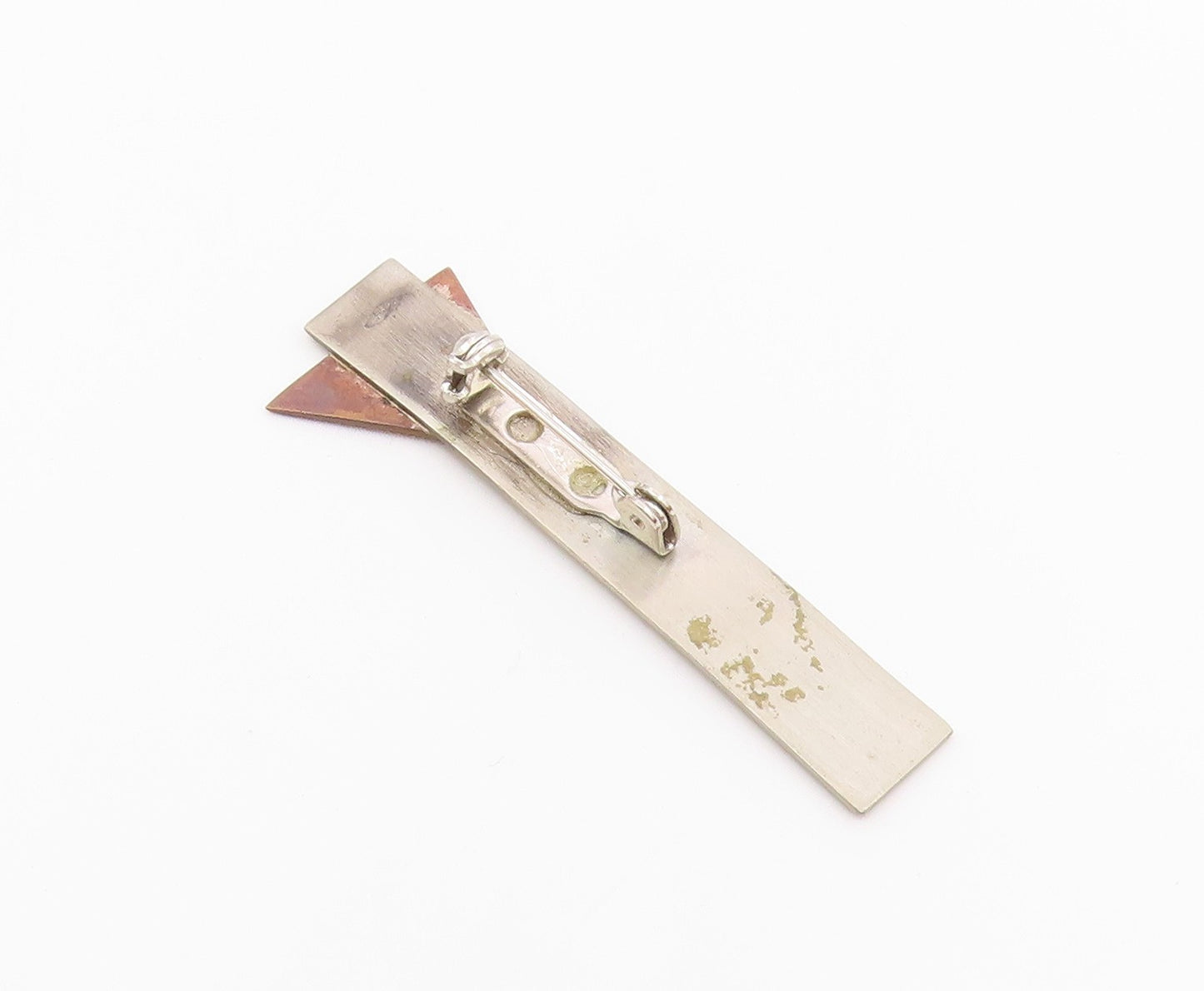 925 Sterling Silver  Vintage Two Tone Modernist Smooth Brooch Pin  BP7514