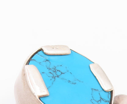 925 Sterling Silver Vintage Pendant MEXICO Cabochon Turquoise Charm  PT26471