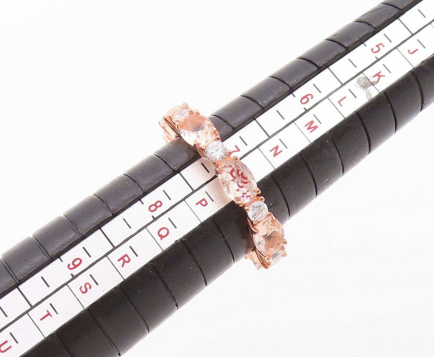 925 Sterling Silver Vintage Ring Rose Gold Plated Morganite CZ Band Sz 7 RG30342