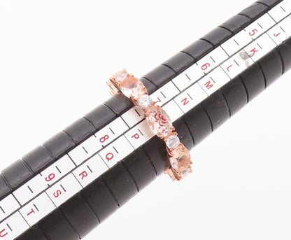 925 Sterling Silver Vintage Ring Rose Gold Plated Morganite CZ Band Sz 7 RG30342