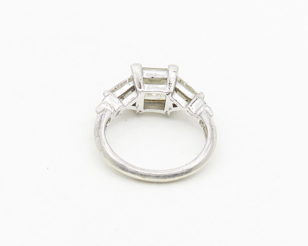 925 Sterling Silver  Vintage Cubic Zirconia 3 Stone Band Ring Sz 6  RG18691