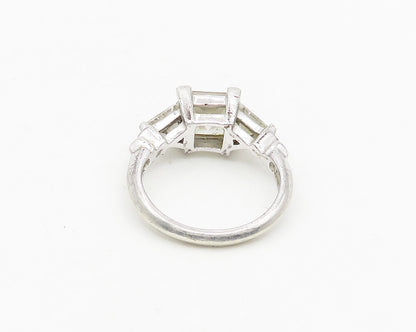 925 Sterling Silver  Vintage Cubic Zirconia 3 Stone Band Ring Sz 6  RG18691