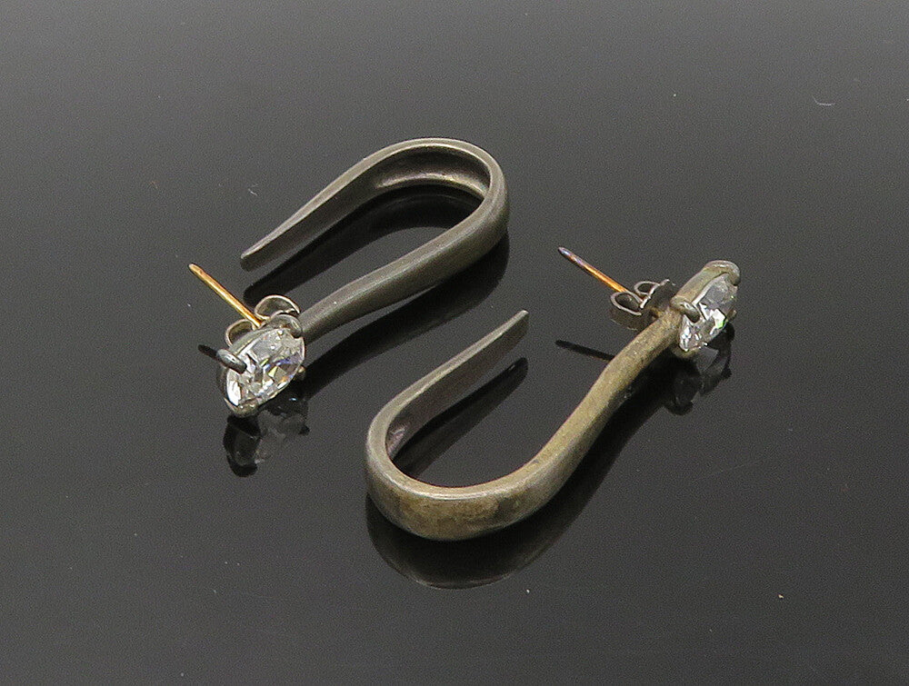 DESIGNER 925 Silver & 14k GOLD  Vintage Cubic Zirconia JHoop Earrings EG11568