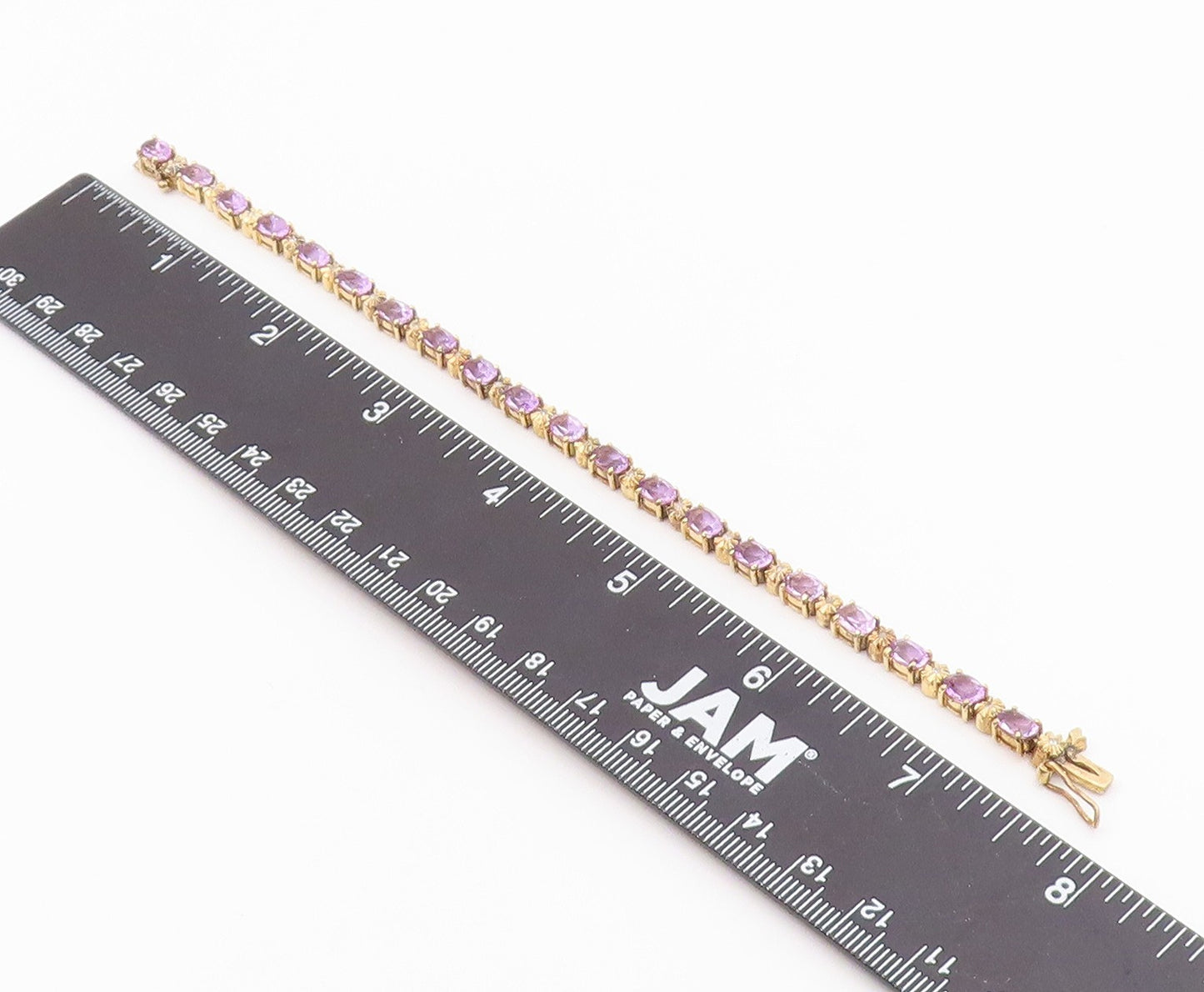 925 Sterling Silver  Vintage Genuine Diamond & Amethyst Chain Bracelet  BT8395