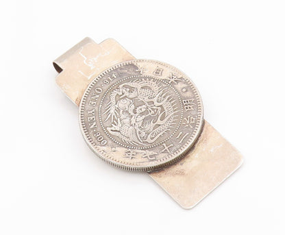 925 Sterling Silver Vintage Money Clip Solid Dark Tone Chinese Export  TR3875