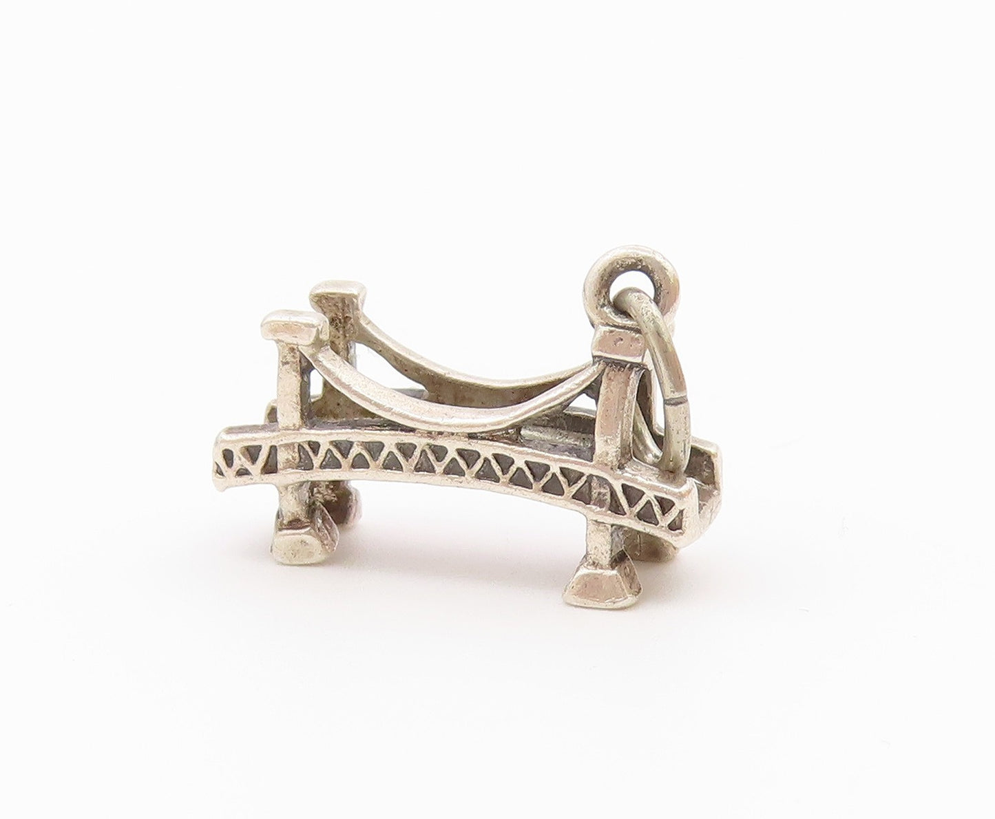925 Sterling Silver  Vintage  Shiny Petite Bridge Motif Pendant  PT18876