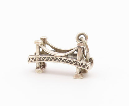 925 Sterling Silver  Vintage  Shiny Petite Bridge Motif Pendant  PT18876