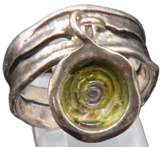 ISRAEL 925 Silver  Vintage Open Wavy Band Spiral Charm Ring Sz 7.5  RG25251