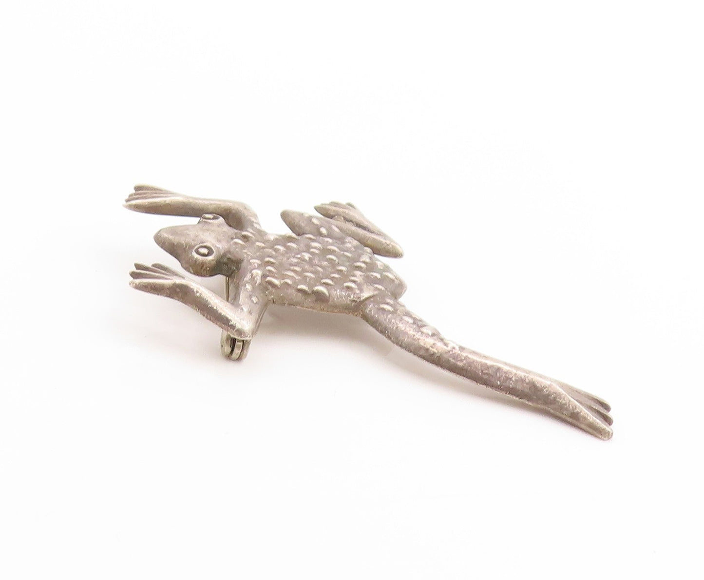 925 Sterling Silver Vintage Brooch Dark Tone Jumping Frog Figural Pin  BP11935
