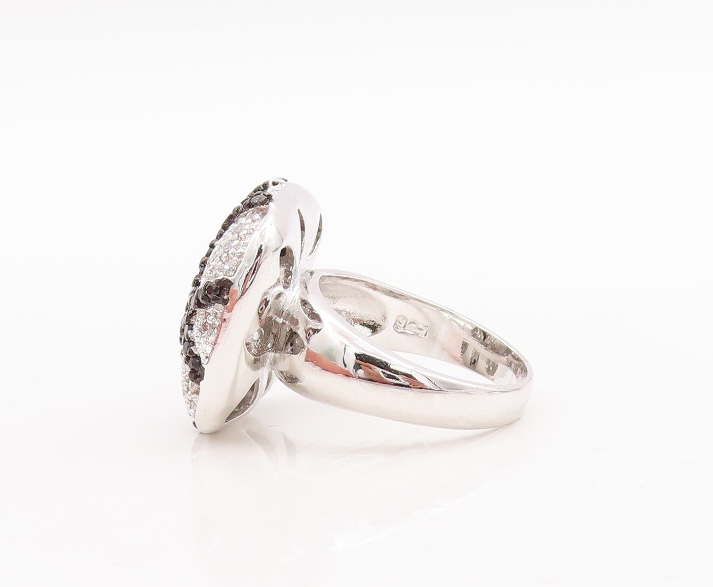 925 Sterling Silver Vintage Ring CZ Inlay Spinel Check Box Inlay  Sz 6  RG29391