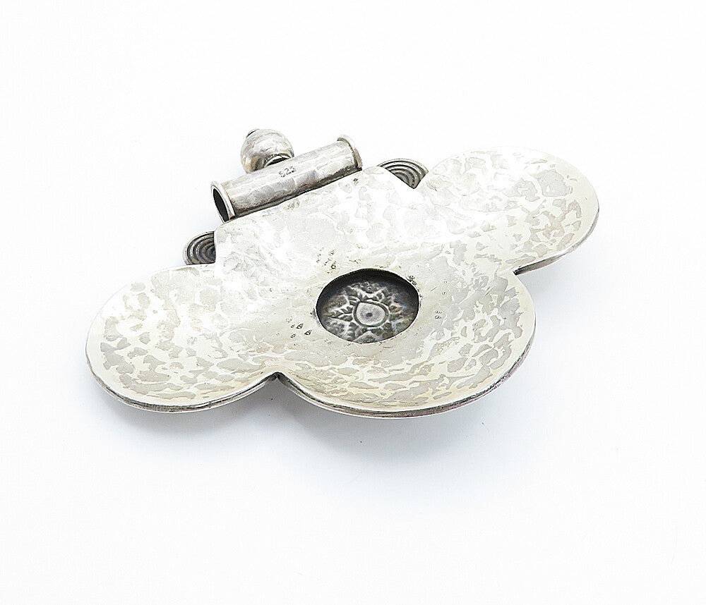925 Sterling Silver  Vintage Antique Hammered Floral Slide Pendant  PT5956
