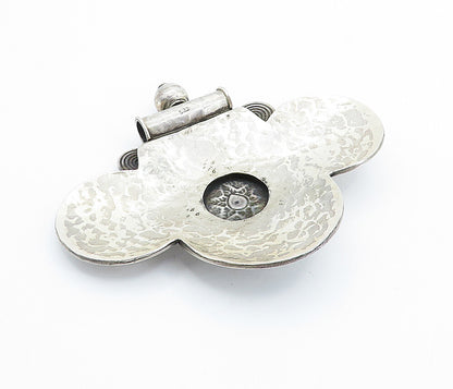 925 Sterling Silver  Vintage Antique Hammered Floral Slide Pendant  PT5956