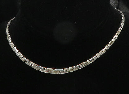 925 Sterling Silver  Vintage Shiny Textured Snake Chain Necklace  NE3038
