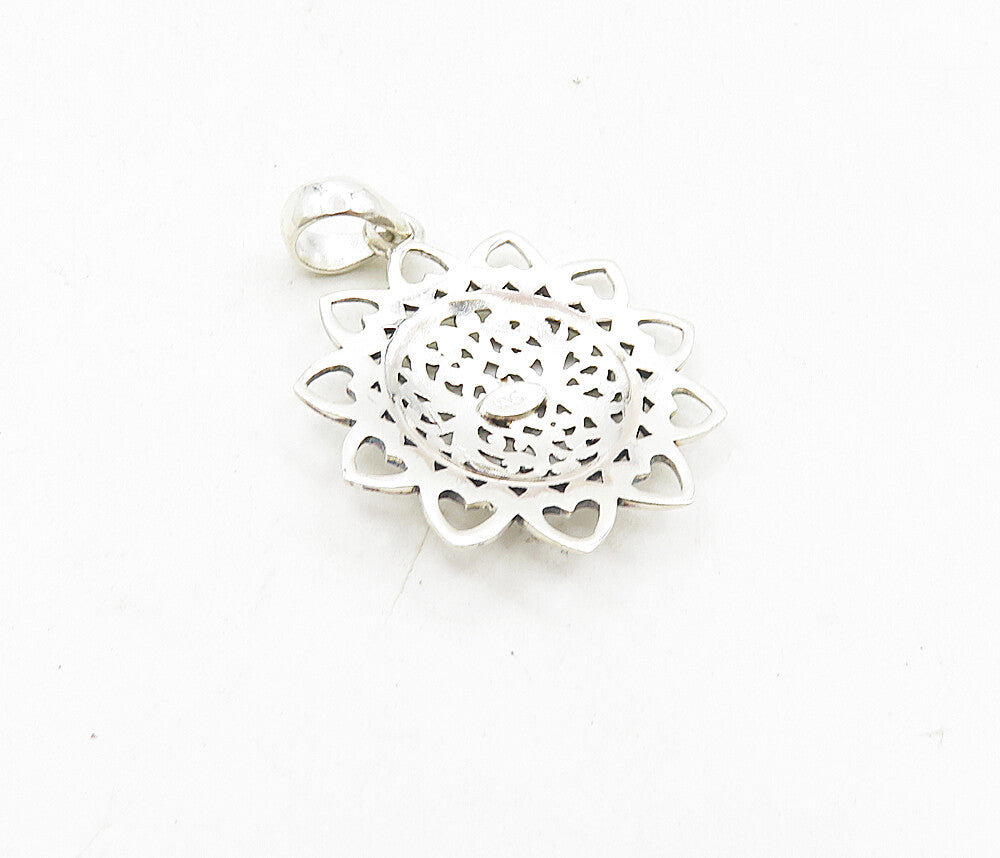 925 Sterling Silver  Vintage Petite Shiny Open Floral Swirl Pendant  PT6926