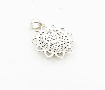 925 Sterling Silver  Vintage Petite Shiny Open Floral Swirl Pendant  PT6926