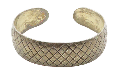 925 Sterling Silver  Vintage Dark Tone Etched Detail Cuff Bracelet  BT4146