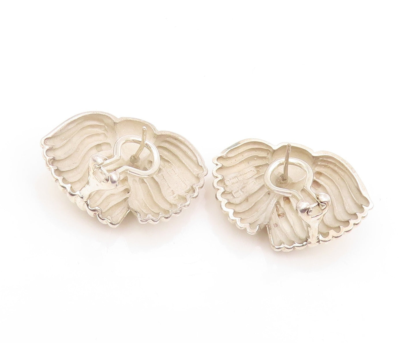 925 Sterling Silver Vintage Earrings Designer Solid Grooved Tassels  EG13359