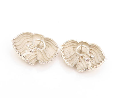 925 Sterling Silver Vintage Earrings Designer Solid Grooved Tassels  EG13359