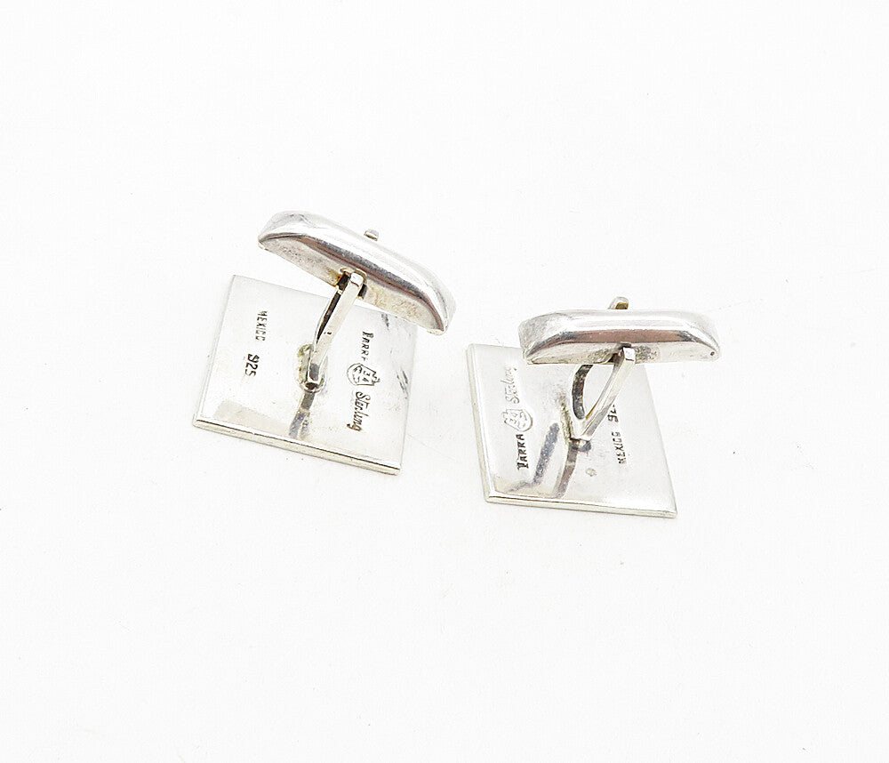 MEXICO 925 Sterling Silver  Vintage Mayan Aztec Sun Calendar Cuff Links TR1558