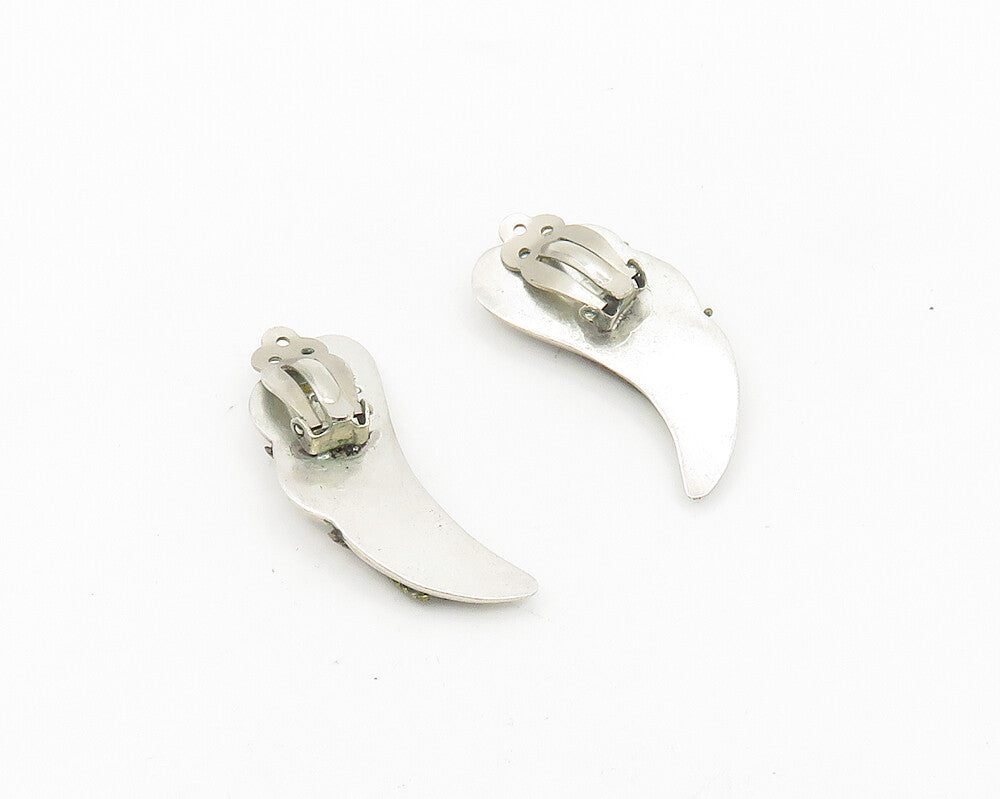 MEXICO 925 Silver  Vintage Two Tone Rope Twist Non Pierce Earrings  EG9305