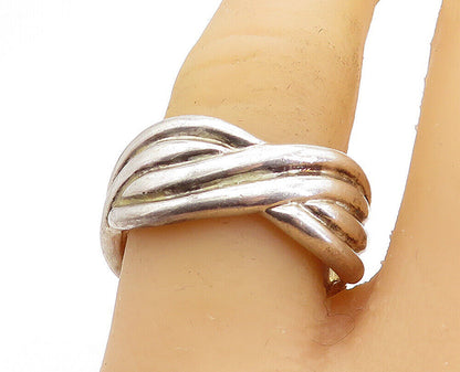 925 Sterling Silver  Vintage Ribbed Twist Design Band Ring Sz 8.5  RG5554