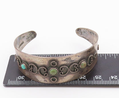 MEXICO 925 Silver  Vintage Antique Turquoise Twist Cuff Bracelet  BT9211