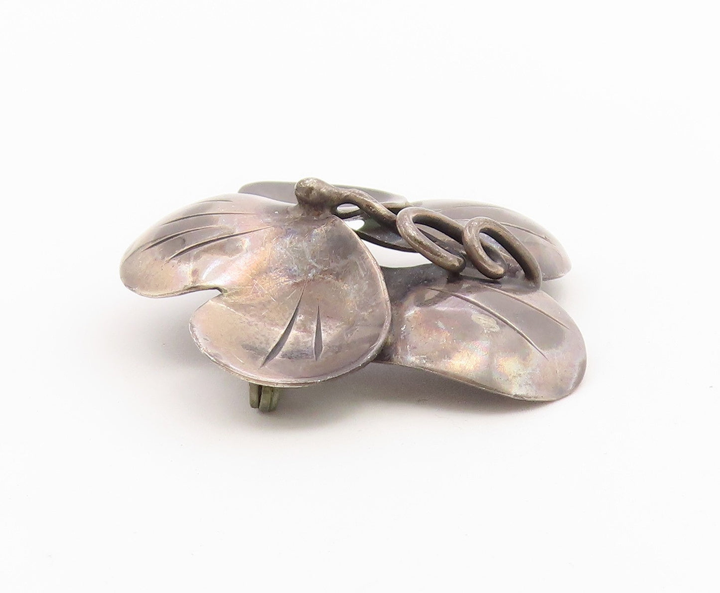 925 Sterling Silver Vintage Brooch Pin JOSEPH SKINGER Floral Petal  BP12659