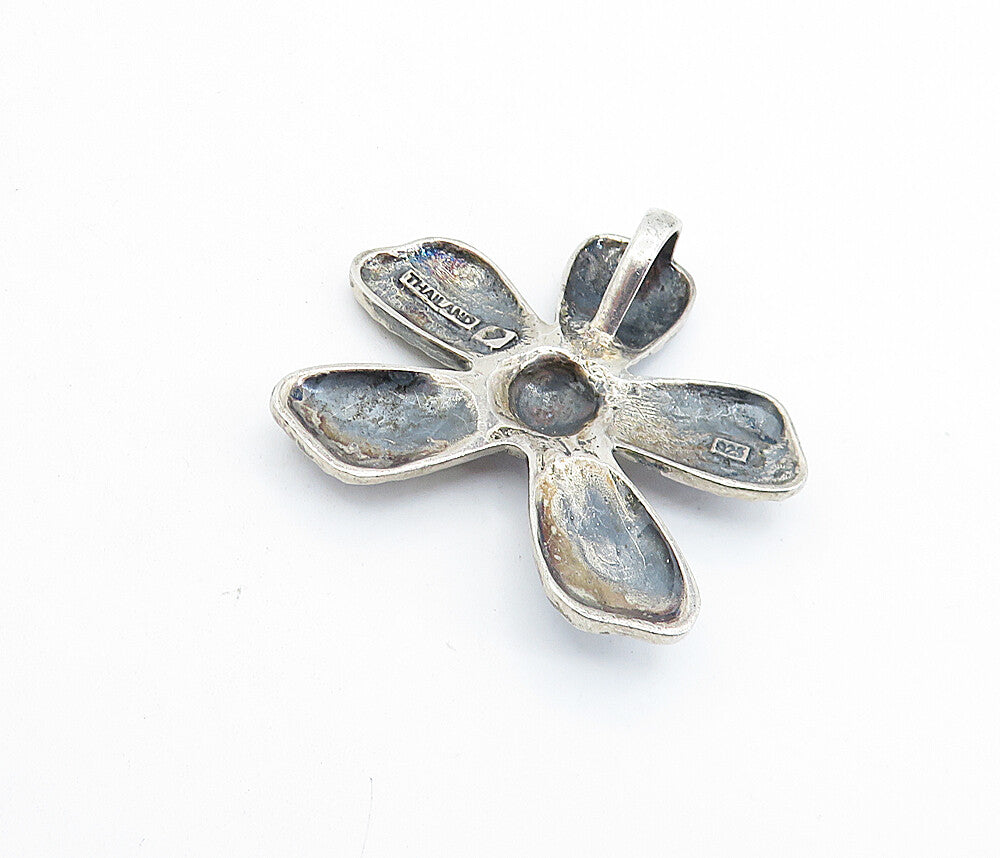 SILPADA 925 Sterling Silver  Vintage Oxidized Hammered Flower Pendant  PT4494