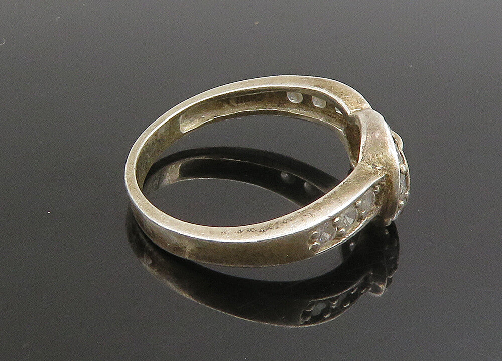 925 Sterling Silver   Vintage Cubic Zirconia Ribbon Band Ring Sz 10  RG23342
