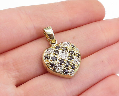 925 Sterling Silver  Shiny Sapphire Two Tone Love Heart Drop Pendant  PT3576