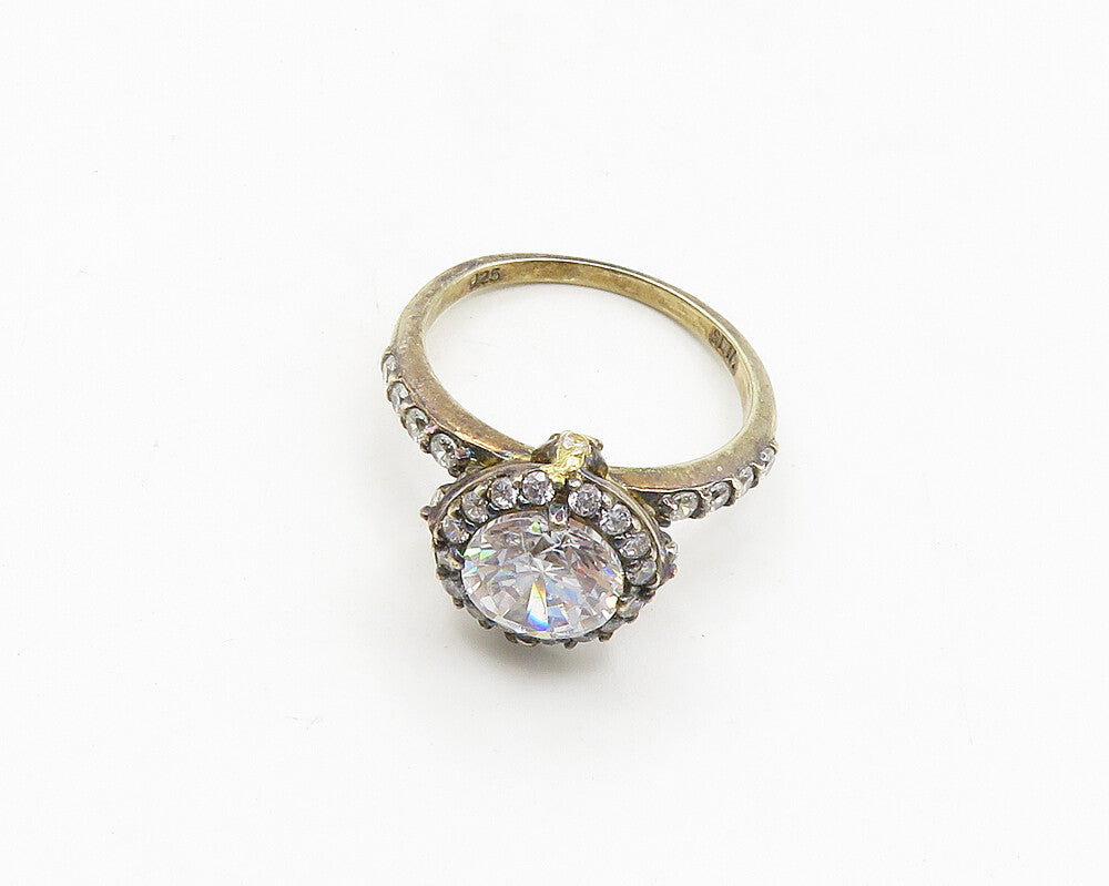 SETA 925 Silver  Vintage Sparkling Cubic Zirconia Band Ring Sz 8.5  RG18990