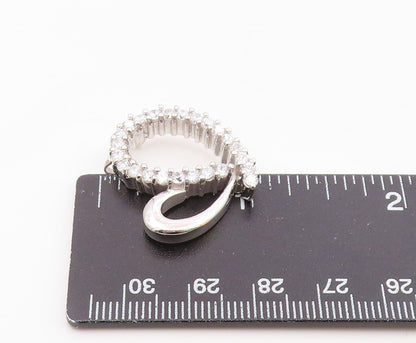 925 Sterling Silver  Vintage Cubic Zirconia Open Love Heart Pendant  PT16868