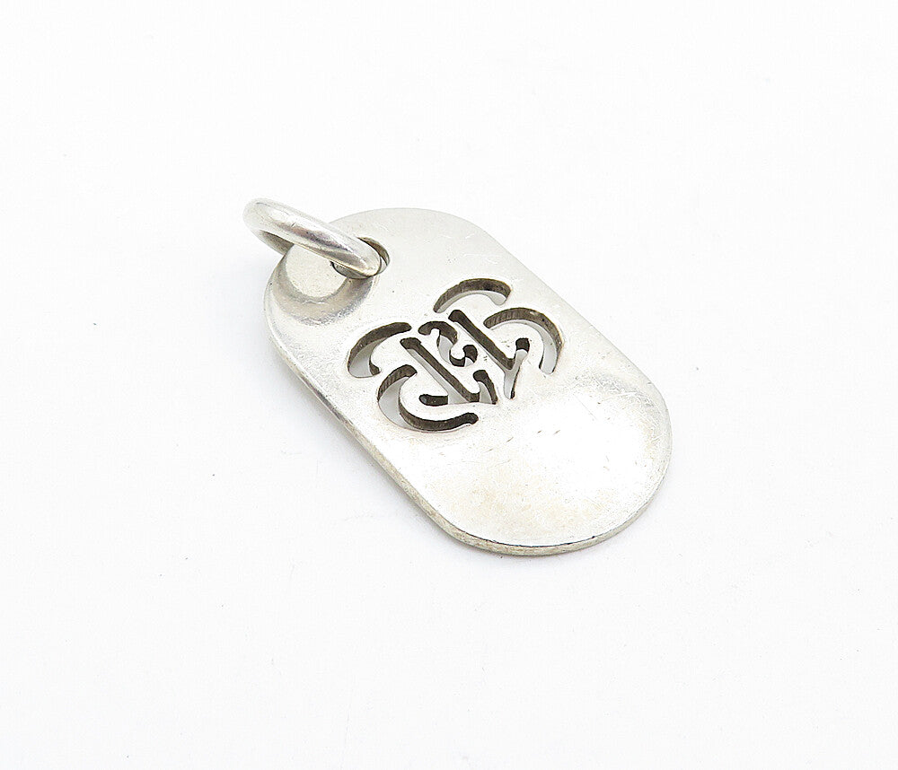 925 Sterling Silver  Vintage Smooth Cutout Design Flat Drop Pendant  PT4772