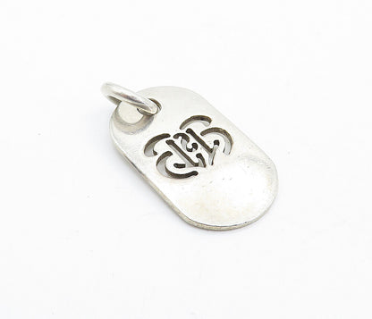 925 Sterling Silver  Vintage Smooth Cutout Design Flat Drop Pendant  PT4772