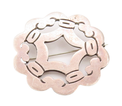 925 Sterling Silver Vintage Brooch Pin MEXICO Solid Floral Design Cutout BP11213