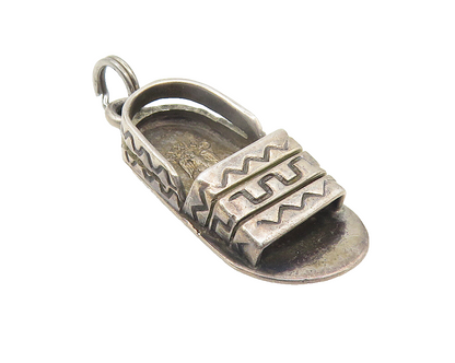 MEXICO 925 Sterling Silver  Vintage Dark Tone Traditional Shoe Pendant  PT9319