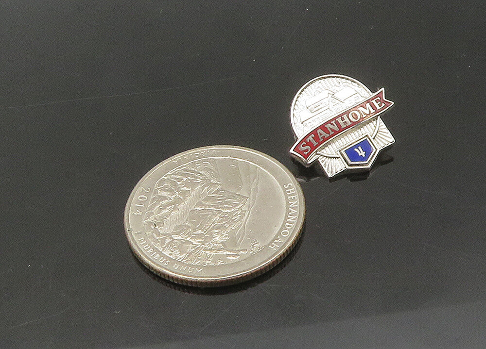 925 Sterling Silver  Vintage Enamel Stanhome Salesman Brooch Pin  BP8667