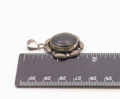 MEXICO 925 Sterling Silver  Vintage Cabochon Cut Black Onyx Pendant  PT13424