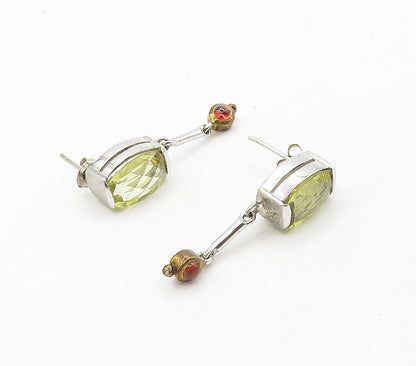 925 Sterling Silver Multi Color Topaz Shiny Linked Drop Earrings EG8217