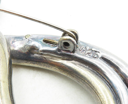 925 Sterling Silver  Vintage Shiny Dark Tone Swirl Design Brooch Pin  BP3465