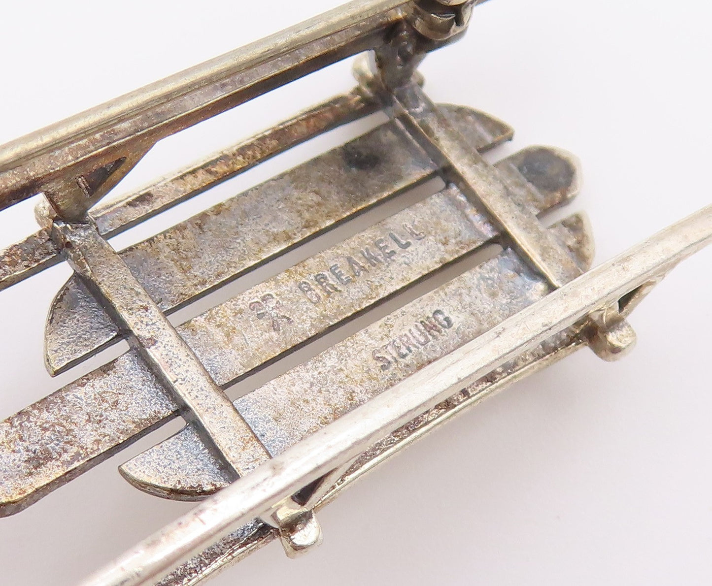 925 Sterling Silver Vintage Brooch Pin JH BREAKELL Classic Winter Sled  BP12623