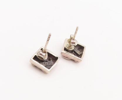 925 Sterling Silver Vintage Earrings Minimalist Swirly cutout Square  EG13133