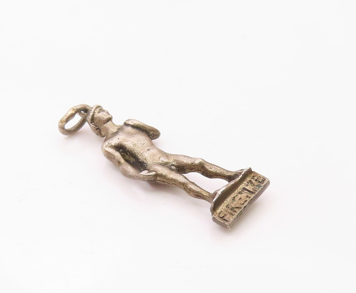 925 Sterling Silver  Vintage Petite Male Statue Dark Tone Pendant  PT18468