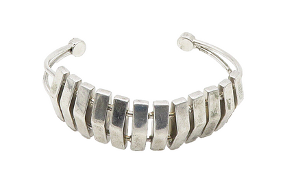GAO DESIGNER 925 Sterling Silver  Vintage Shiny Modernist Cuff Bracelet BT7064